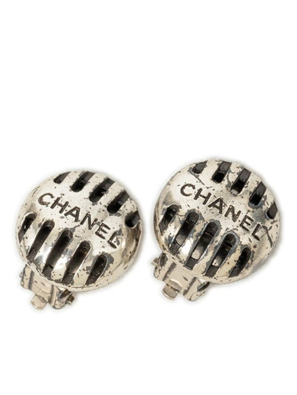 Chanel Vintage Logo Earrings 99P Silver Metal